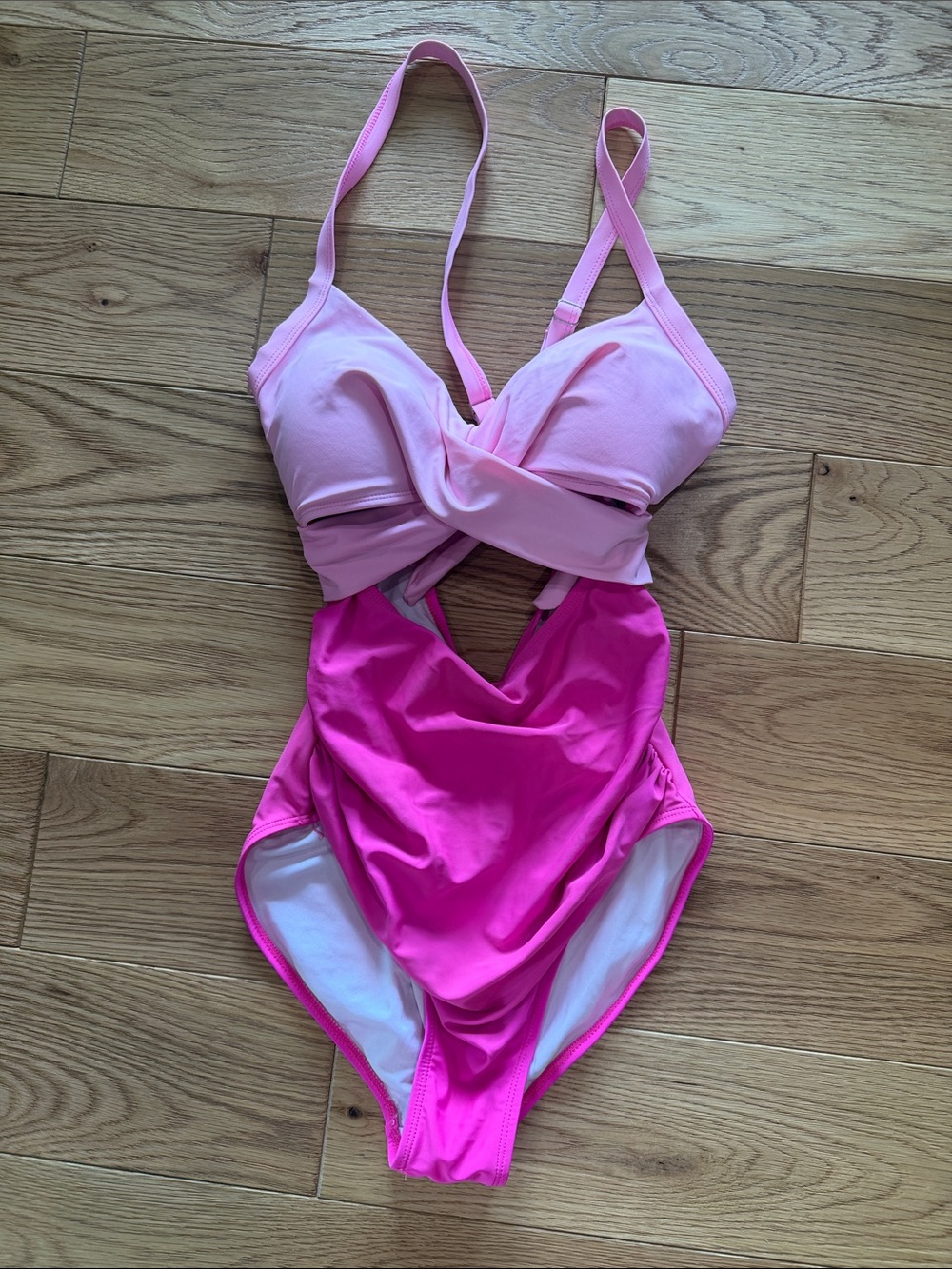 Two-Tone Pink One-Piece Swimsuit